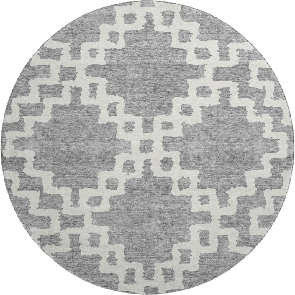 Premium Machine Washable Mayfield AMF902 Gray 8' x 8' Round Rug. Picture 1