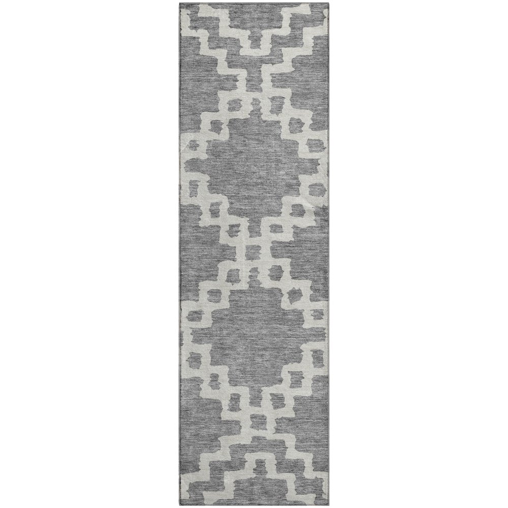 Premium Machine Washable Mayfield AMF902 Gray 2'3" x 7'6" Runner Rug. Picture 1