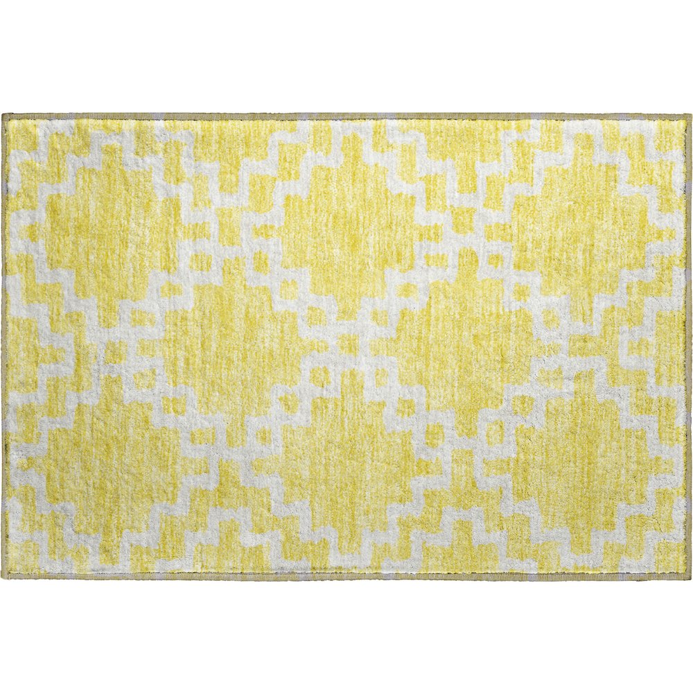 Premium Machine Washable Mayfield AMF902 Yellow 1'8" x 2'6" Rug. Picture 1