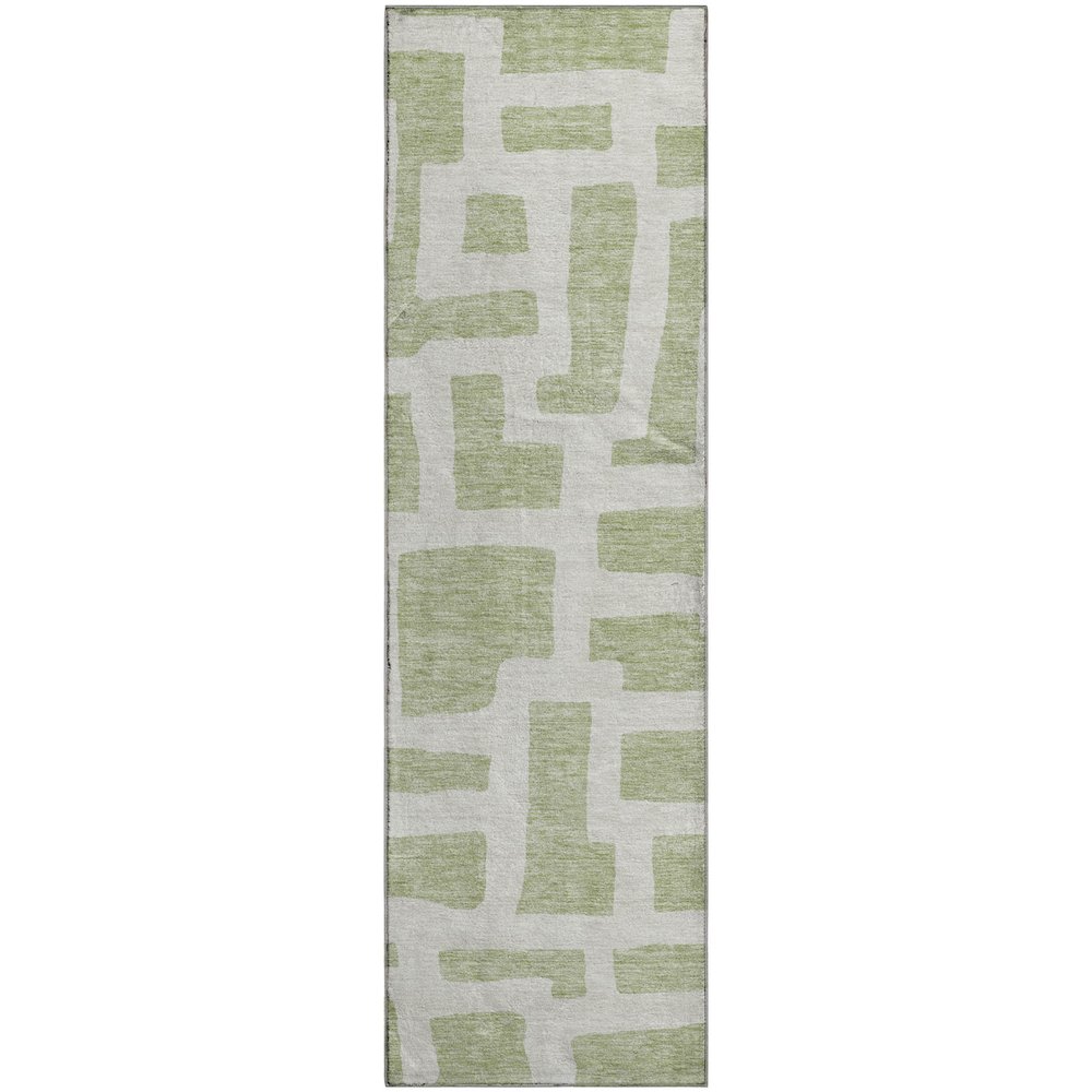 Premium Machine Washable Mayfield AMF903 Aloe 2'3" x 7'6" Runner Rug. Picture 1