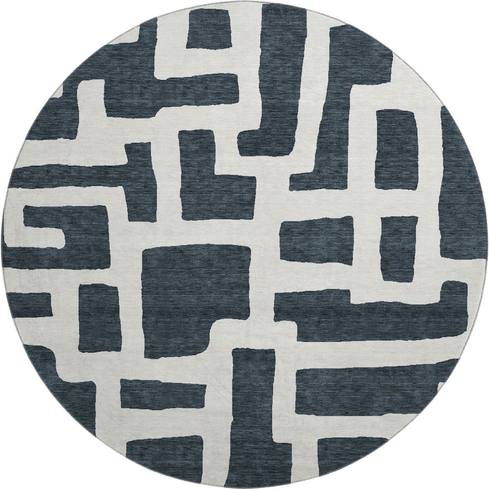 Premium Machine Washable Mayfield AMF903 Black 8' x 8' Round Rug. Picture 1