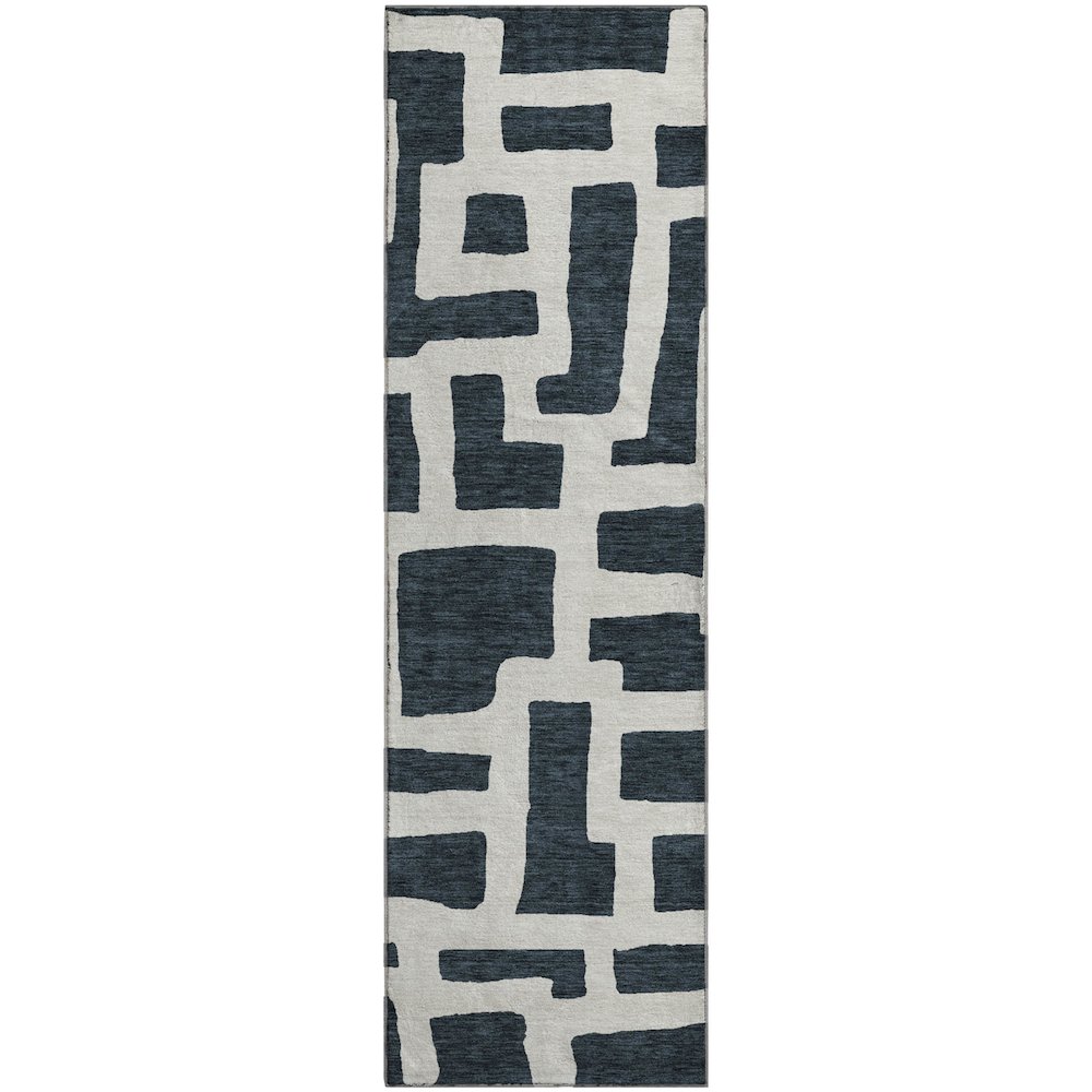 Premium Machine Washable Mayfield AMF903 Black 2'3" x 7'6" Runner Rug. Picture 1
