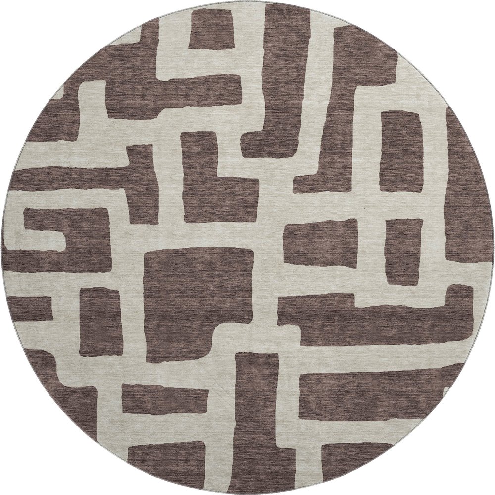 Premium Machine Washable Mayfield AMF903 Fudge 8' x 8' Round Rug. Picture 1