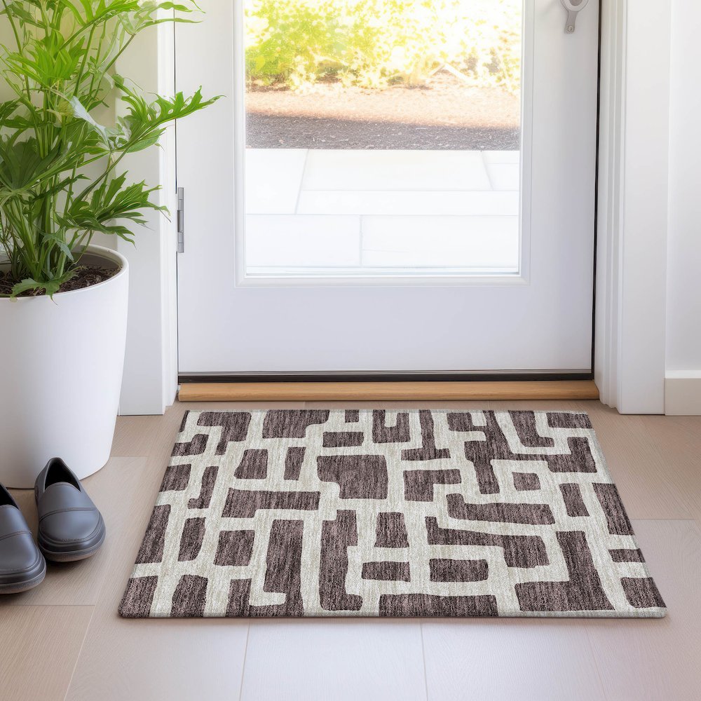 Premium Machine Washable Mayfield AMF903 Fudge 1'8" x 2'6" Rug. Picture 5