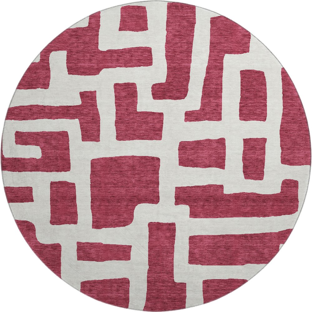 Premium Machine Washable Mayfield AMF903 Garnet 8' x 8' Round Rug. Picture 1