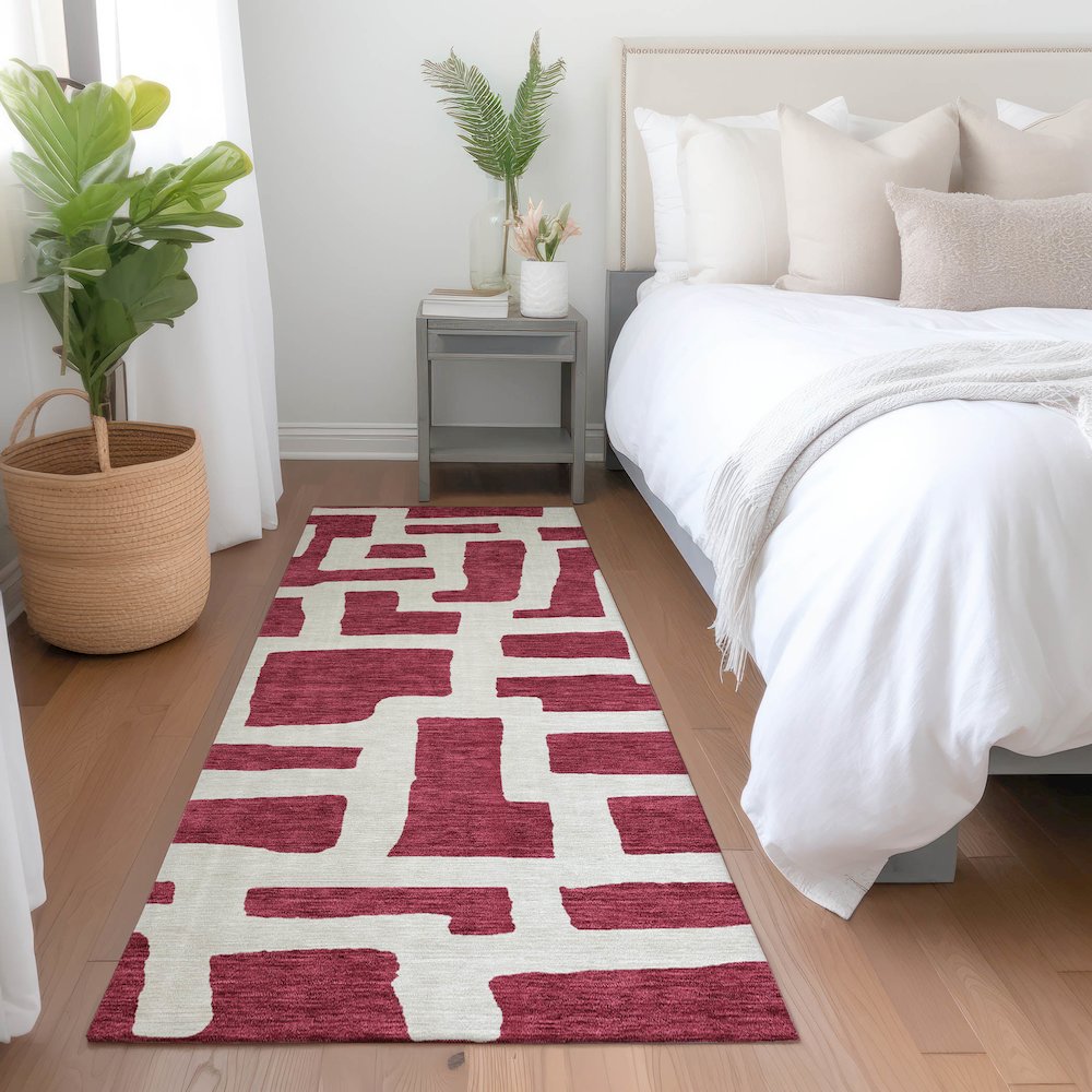 Premium Machine Washable Mayfield AMF903 Garnet 2'3" x 7'6" Runner Rug. Picture 5