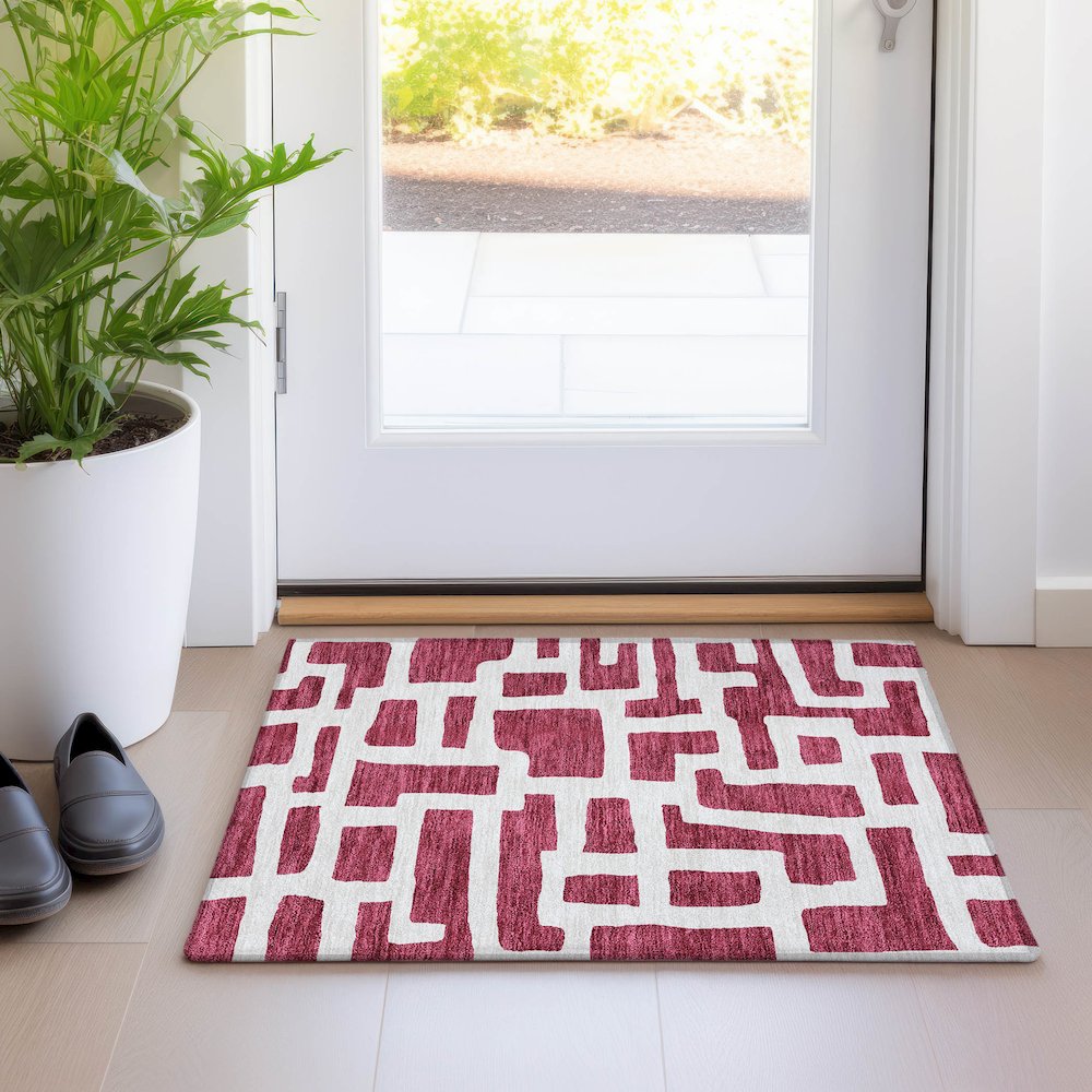 Premium Machine Washable Mayfield AMF903 Garnet 1'8" x 2'6" Rug. Picture 5