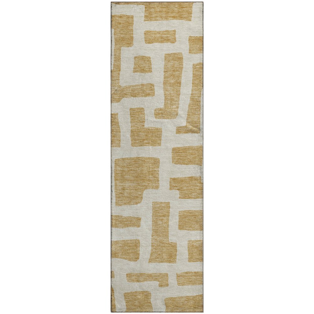 Premium Machine Washable Mayfield AMF903 Gold 2'3" x 7'6" Runner Rug. Picture 1