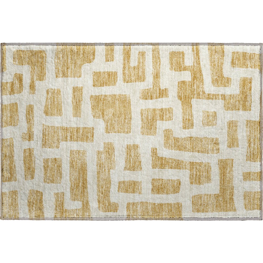 Premium Machine Washable Mayfield AMF903 Gold 1'8" x 2'6" Rug. Picture 1