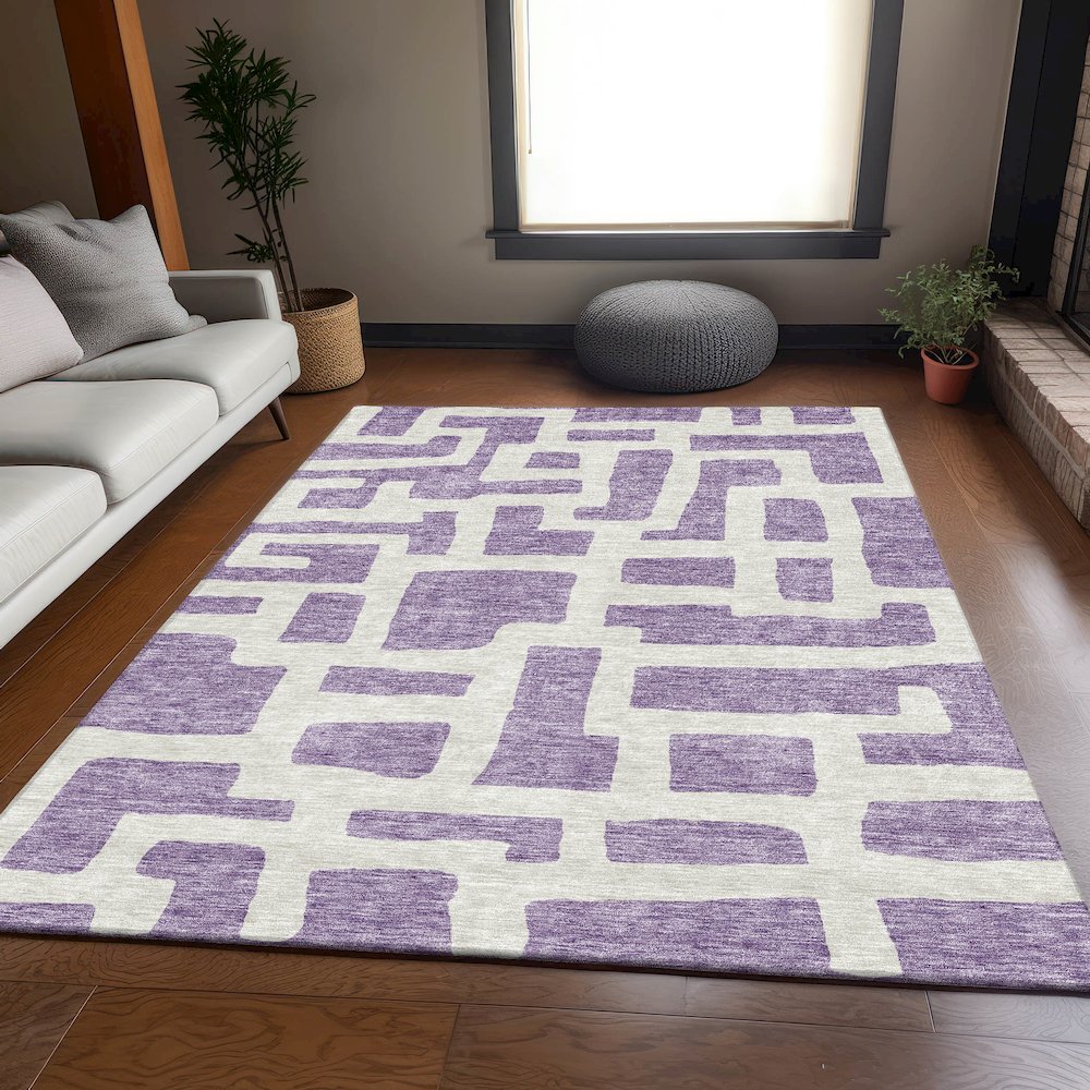 Premium Machine Washable Mayfield AMF903 Purple 2'6" x 3'10" Rug. Picture 6