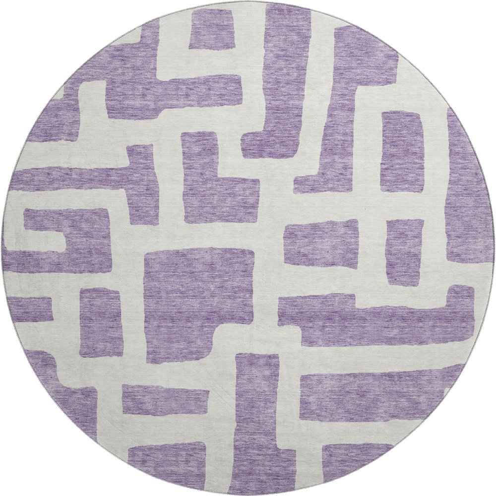 Premium Machine Washable Mayfield AMF903 Purple 8' x 8' Round Rug. Picture 1