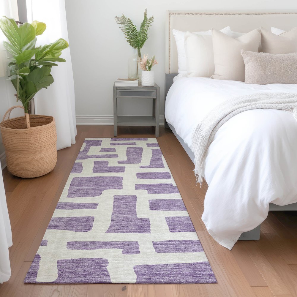 Premium Machine Washable Mayfield AMF903 Purple 2'3" x 7'6" Runner Rug. Picture 5