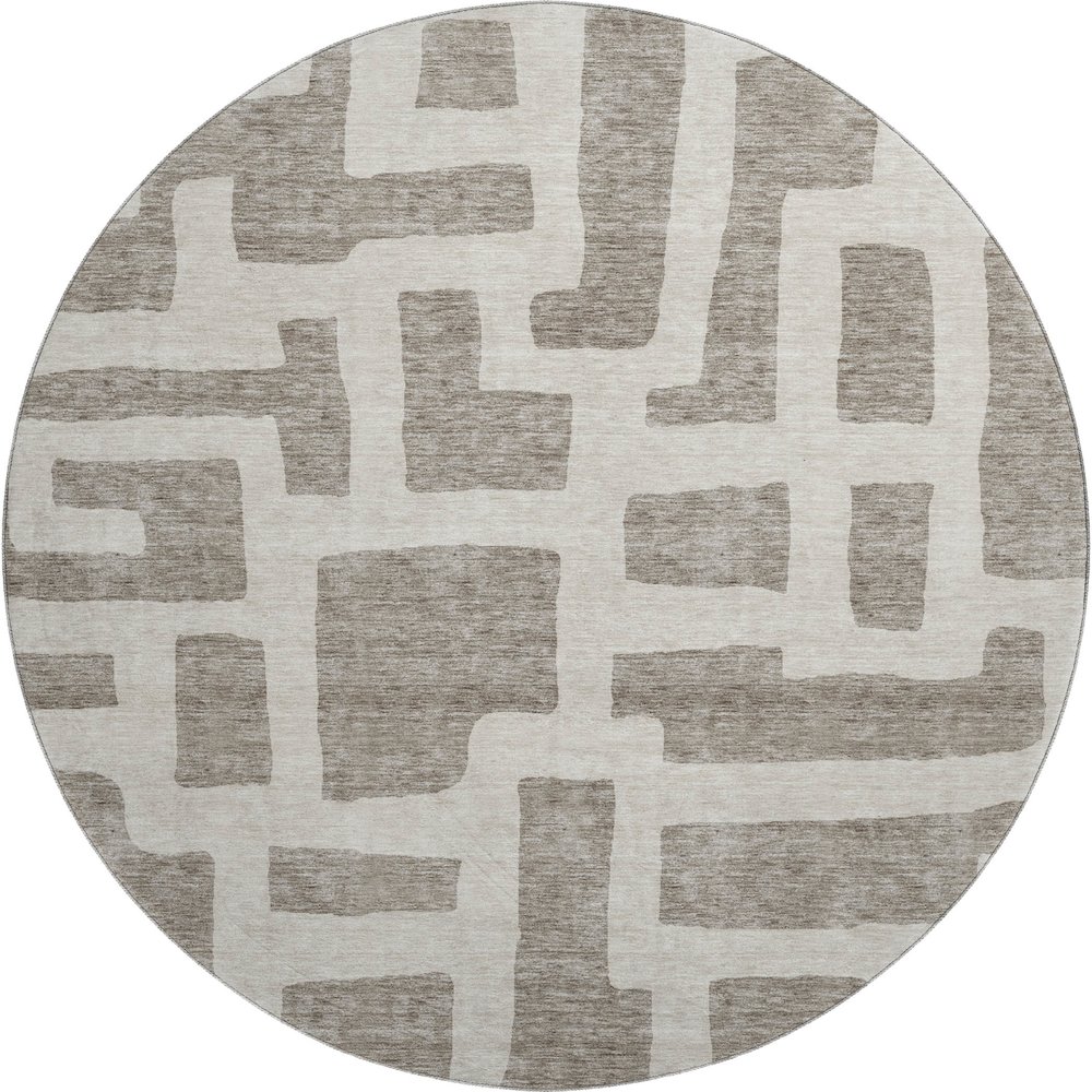 Premium Machine Washable Mayfield AMF903 Taupe 8' x 8' Round Rug. Picture 1