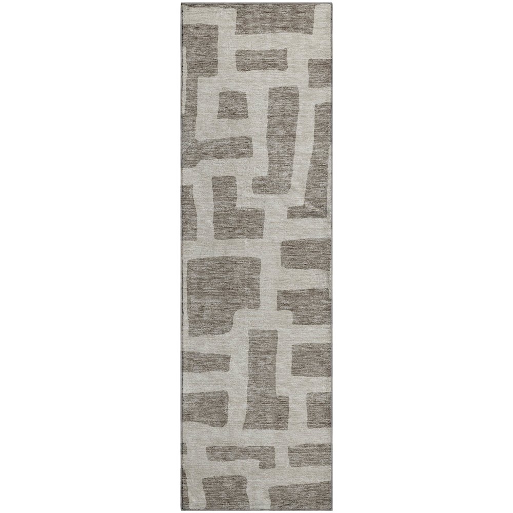 Premium Machine Washable Mayfield AMF903 Taupe 2'3" x 7'6" Runner Rug. Picture 1