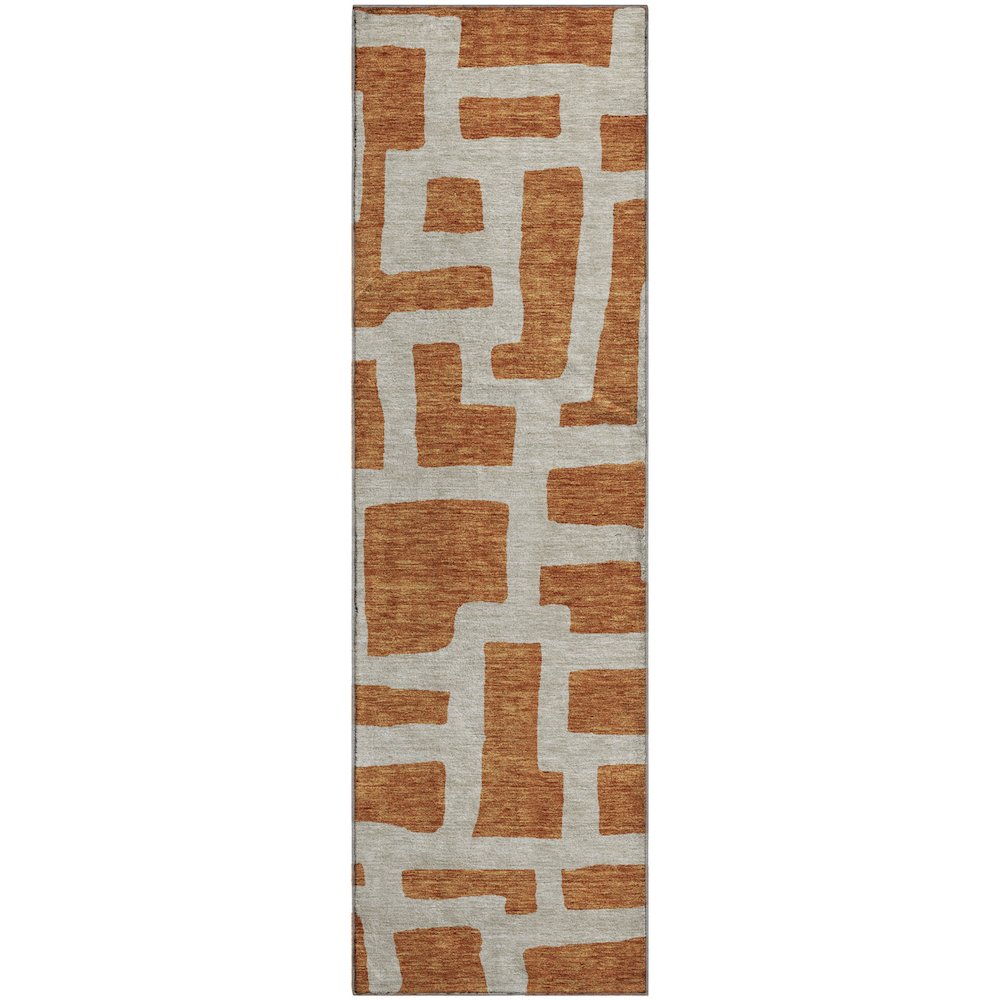 Premium Machine Washable Mayfield AMF903 Terracotta 2'3" x 7'6" Runner Rug. Picture 1