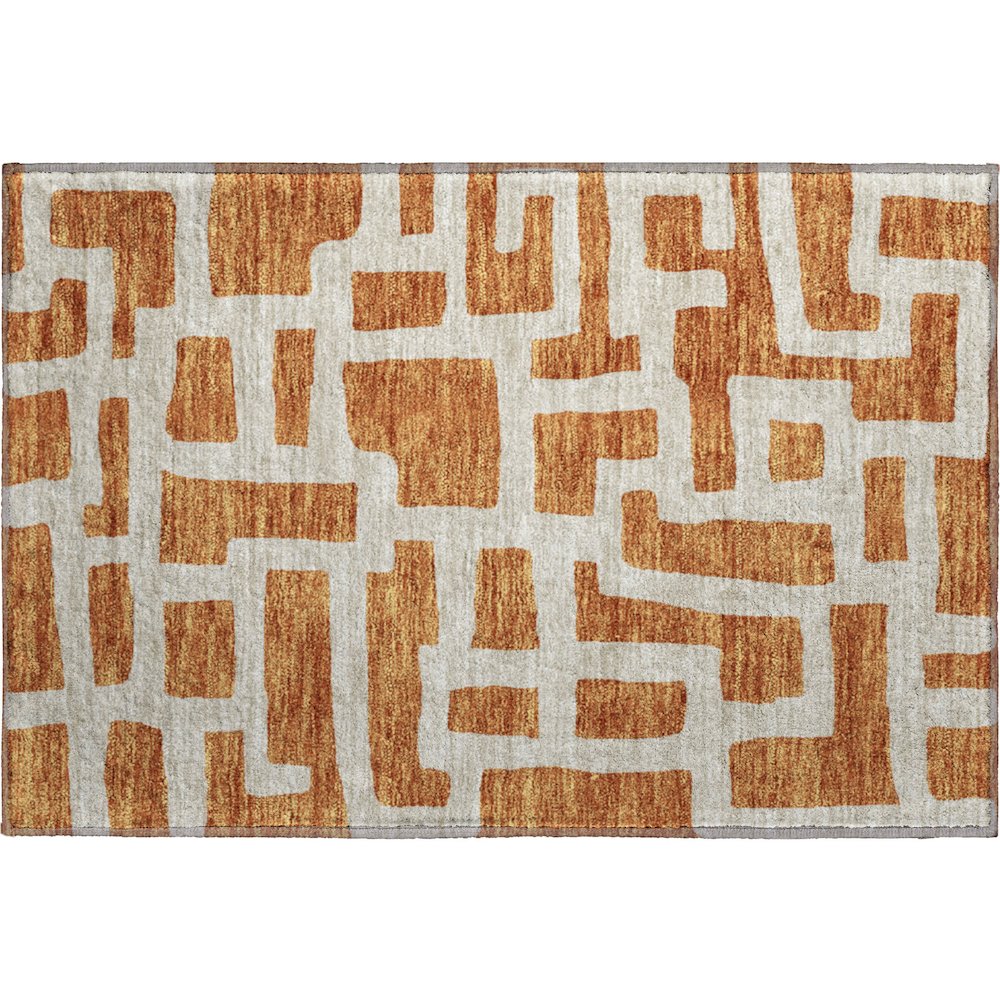 Premium Machine Washable Mayfield AMF903 Terracotta 1'8" x 2'6" Rug. Picture 1
