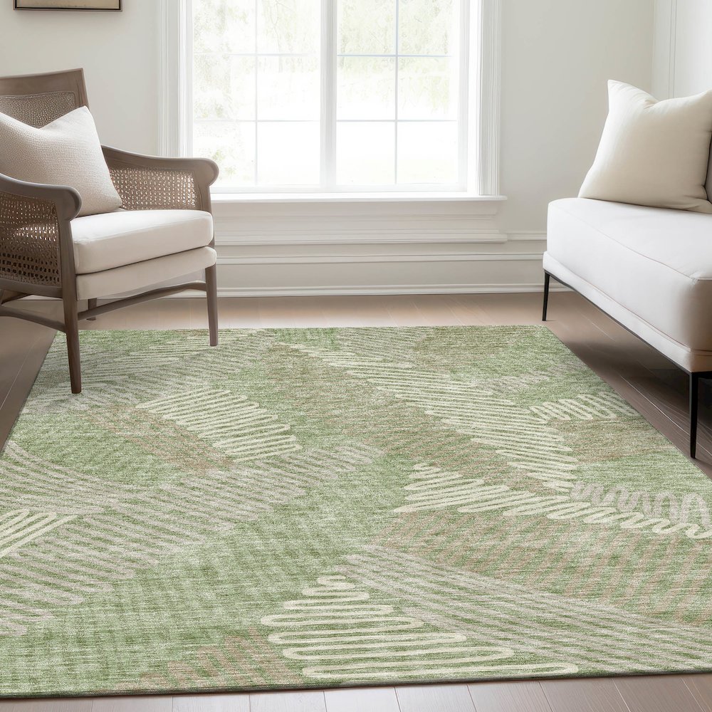 Premium Machine Washable Mayfield AMF904 Aloe 2'6" x 3'10" Rug. Picture 6