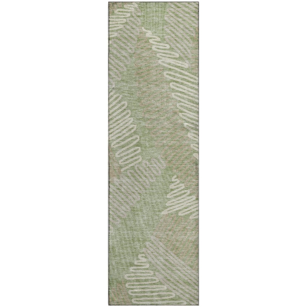 Premium Machine Washable Mayfield AMF904 Aloe 2'3" x 7'6" Runner Rug. Picture 1