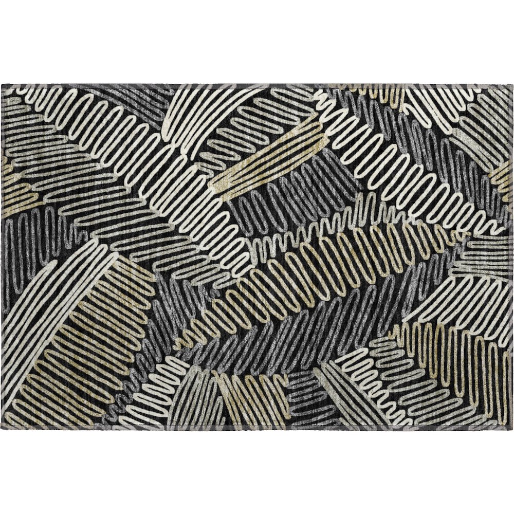 Premium Machine Washable Mayfield AMF904 Black 1'8" x 2'6" Rug. Picture 1
