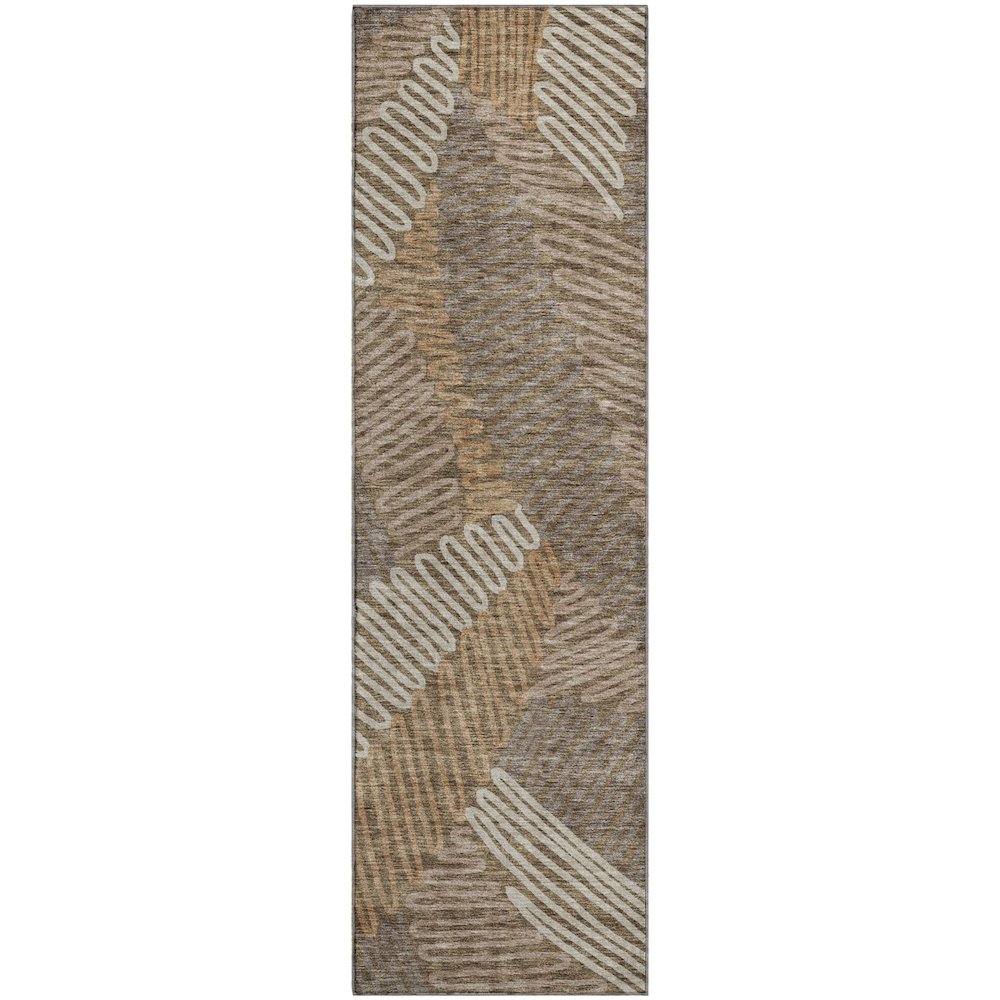 Premium Machine Washable Mayfield AMF904 Brown 2'3" x 7'6" Runner Rug. Picture 1