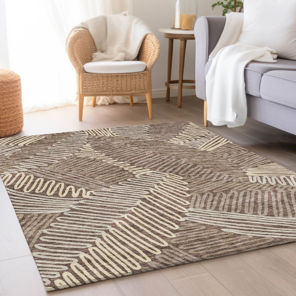 Premium Machine Washable Mayfield AMF904 Chocolate 2'6" x 3'10" Rug. Picture 5