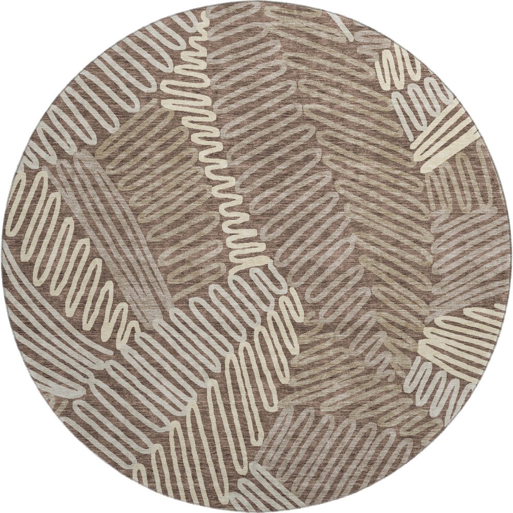 Premium Machine Washable Mayfield AMF904 Chocolate 8' x 8' Round Rug. Picture 1