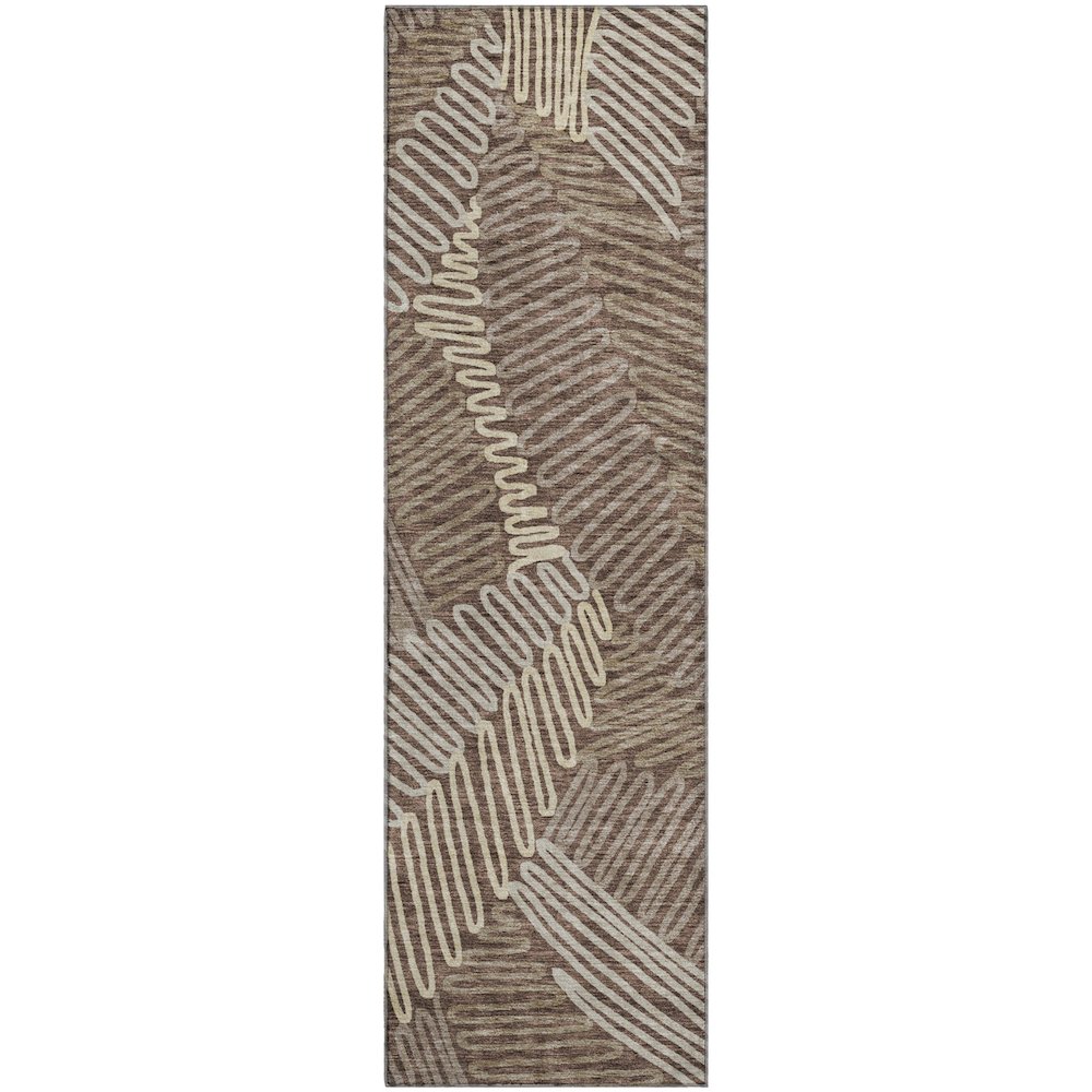 Premium Machine Washable Mayfield AMF904 Chocolate 2'3" x 7'6" Runner Rug. Picture 1