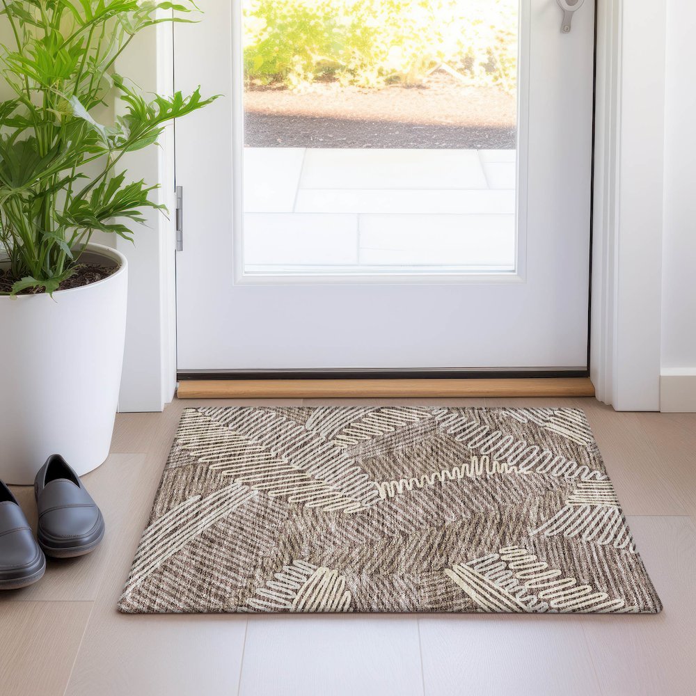 Premium Machine Washable Mayfield AMF904 Chocolate 1'8" x 2'6" Rug. Picture 5