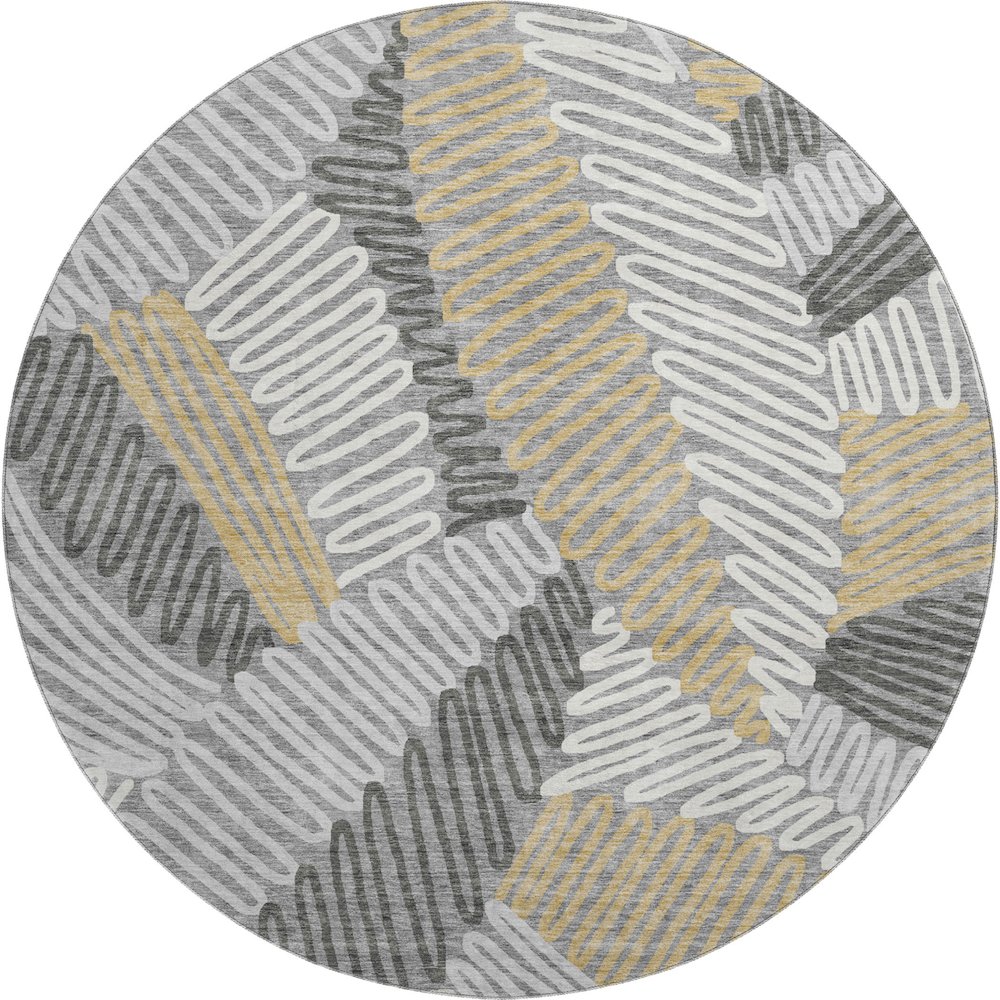 Premium Machine Washable Mayfield AMF904 Gray 8' x 8' Round Rug. Picture 1