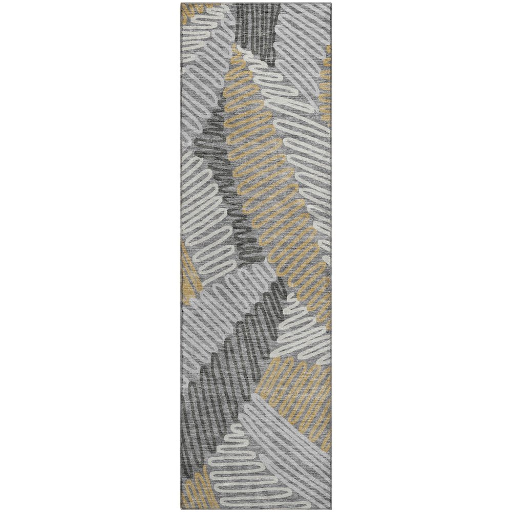 Premium Machine Washable Mayfield AMF904 Gray 2'3" x 7'6" Runner Rug. Picture 1