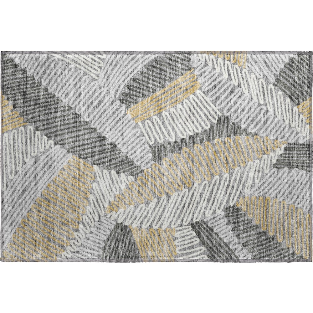 Premium Machine Washable Mayfield AMF904 Gray 1'8" x 2'6" Rug. Picture 1