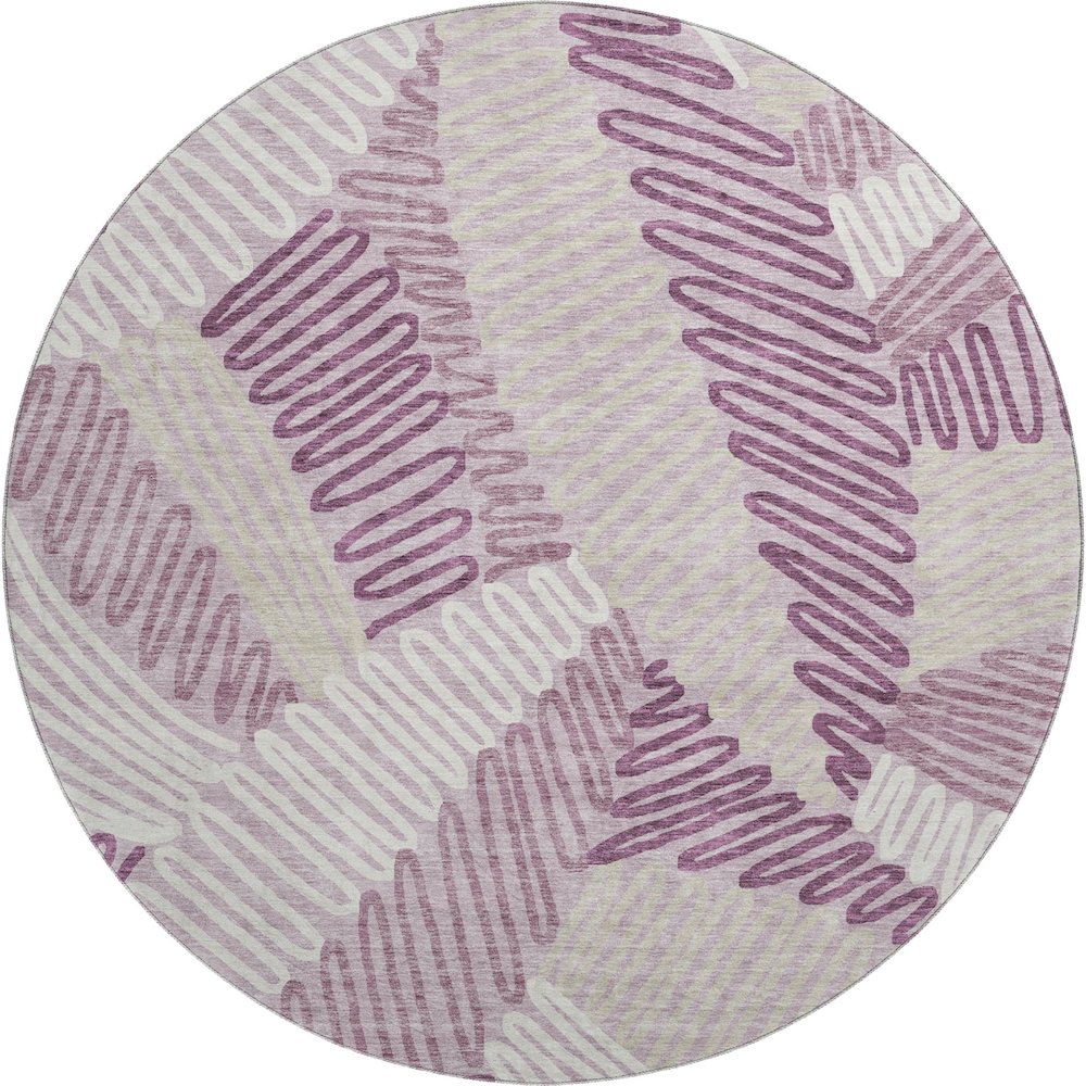 Premium Machine Washable Mayfield AMF904 Lavender 8' x 8' Round Rug. Picture 1