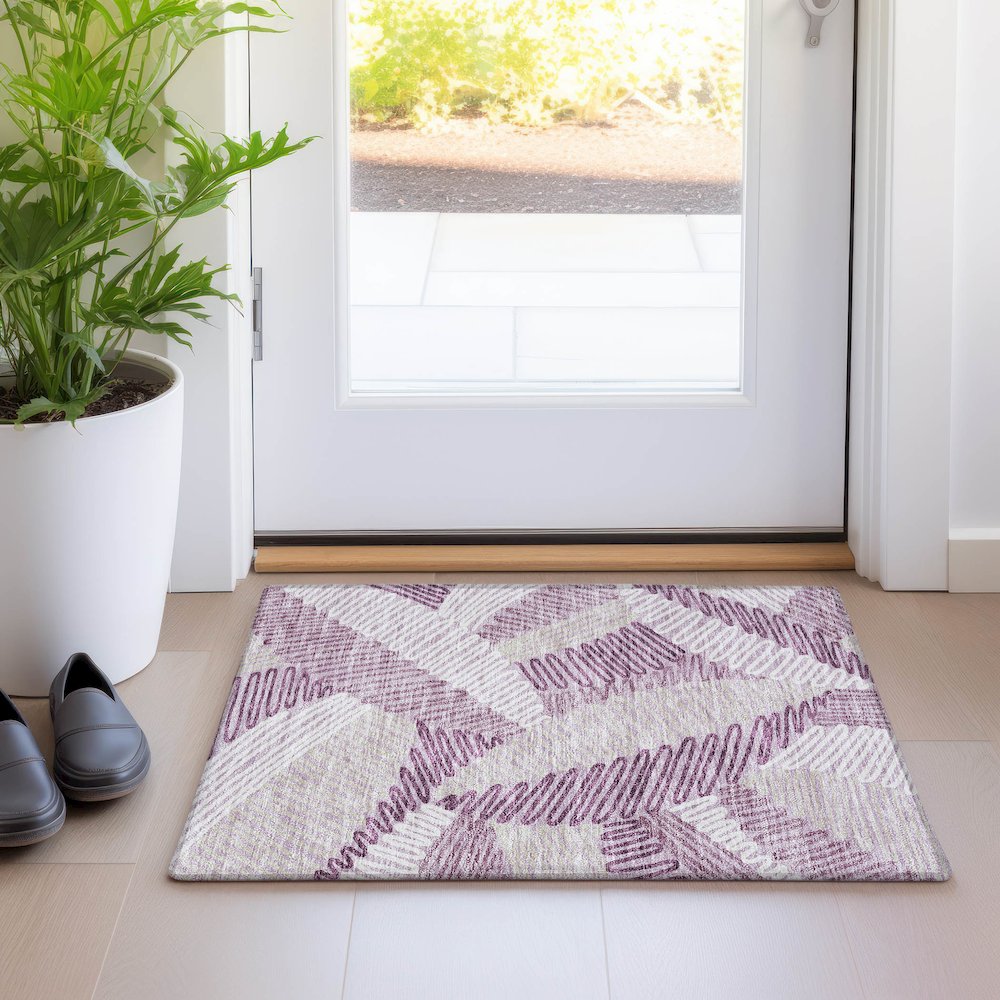 Premium Machine Washable Mayfield AMF904 Lavender 1'8" x 2'6" Rug. Picture 5