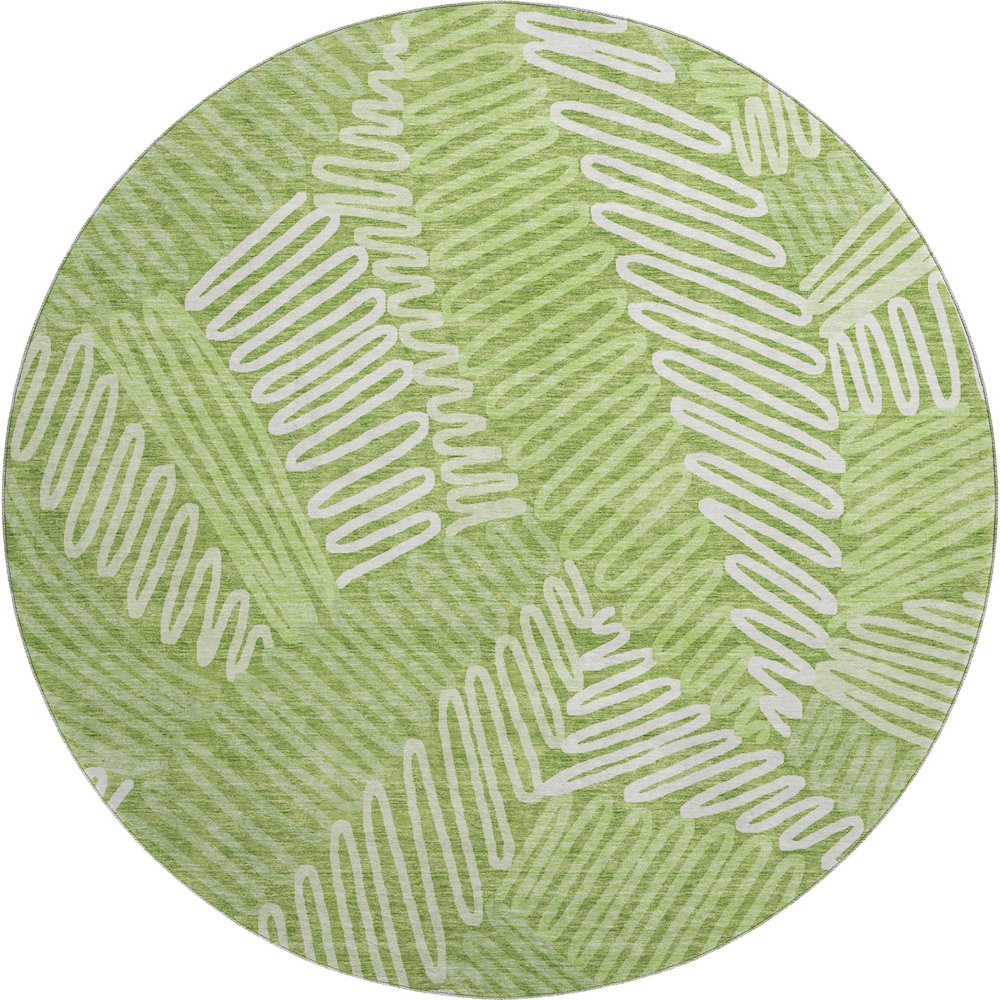 Premium Machine Washable Mayfield AMF904 Lime 8' x 8' Round Rug. Picture 1
