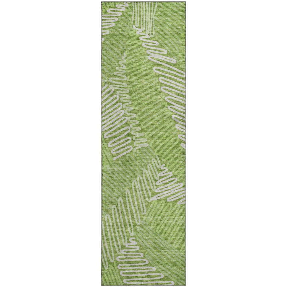 Premium Machine Washable Mayfield AMF904 Lime 2'3" x 7'6" Runner Rug. Picture 1