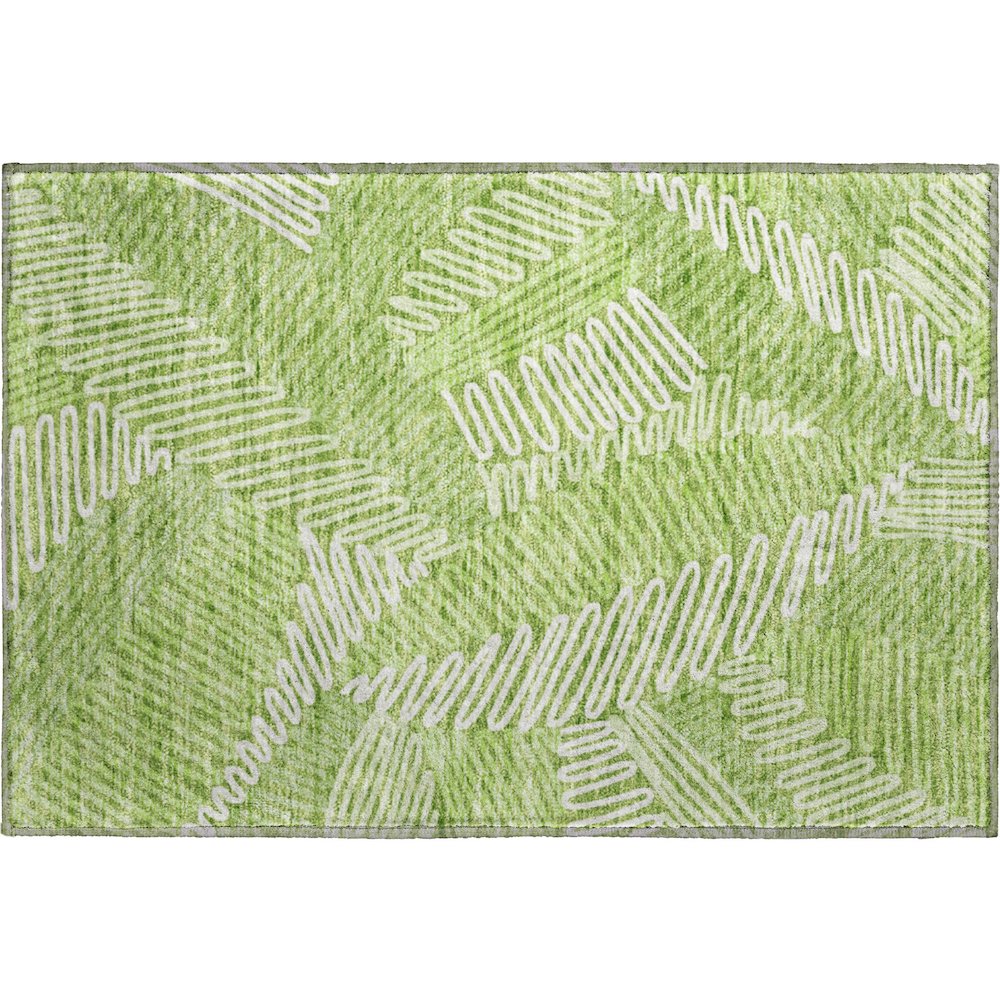 Premium Machine Washable Mayfield AMF904 Lime 1'8" x 2'6" Rug. Picture 1