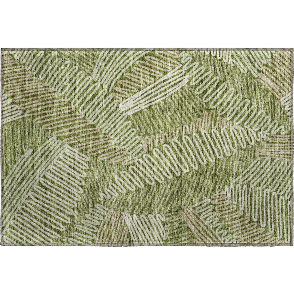 Premium Machine Washable Mayfield AMF904 Olive 1'8" x 2'6" Rug. Picture 1