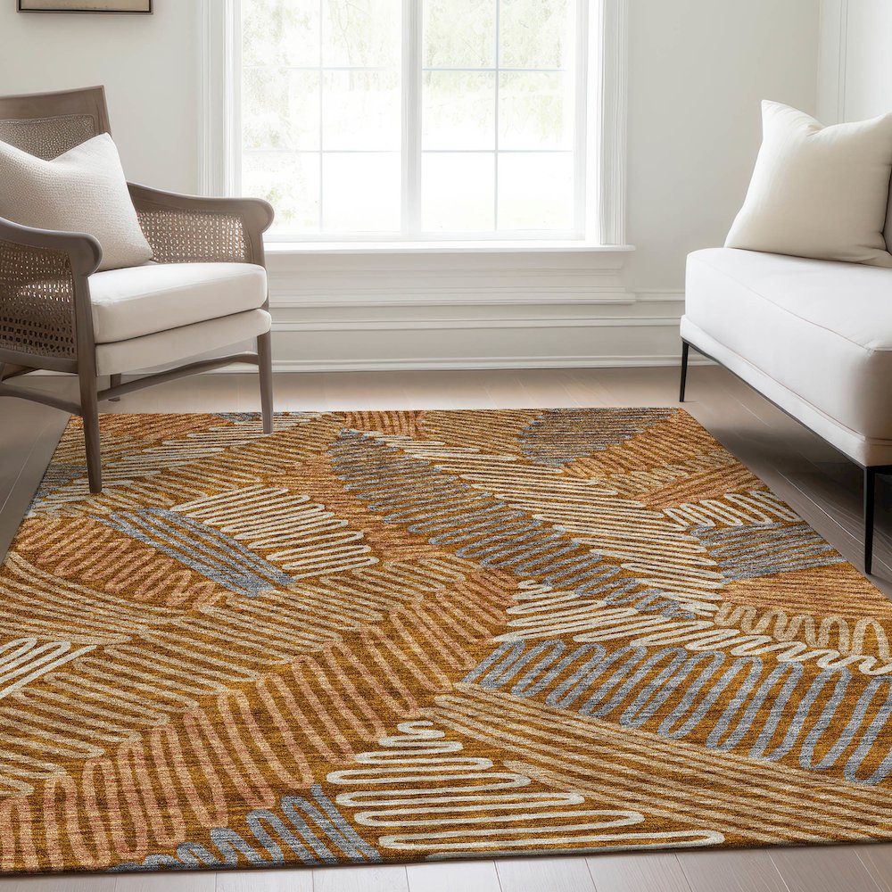 Premium Machine Washable Mayfield AMF904 Paprika 2'6" x 3'10" Rug. Picture 6