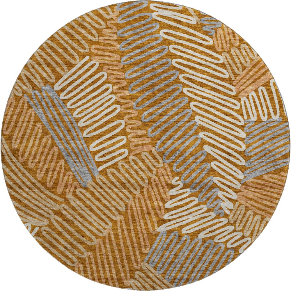 Premium Machine Washable Mayfield AMF904 Paprika 8' x 8' Round Rug. Picture 1