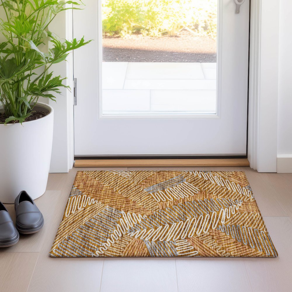 Premium Machine Washable Mayfield AMF904 Paprika 1'8" x 2'6" Rug. Picture 5
