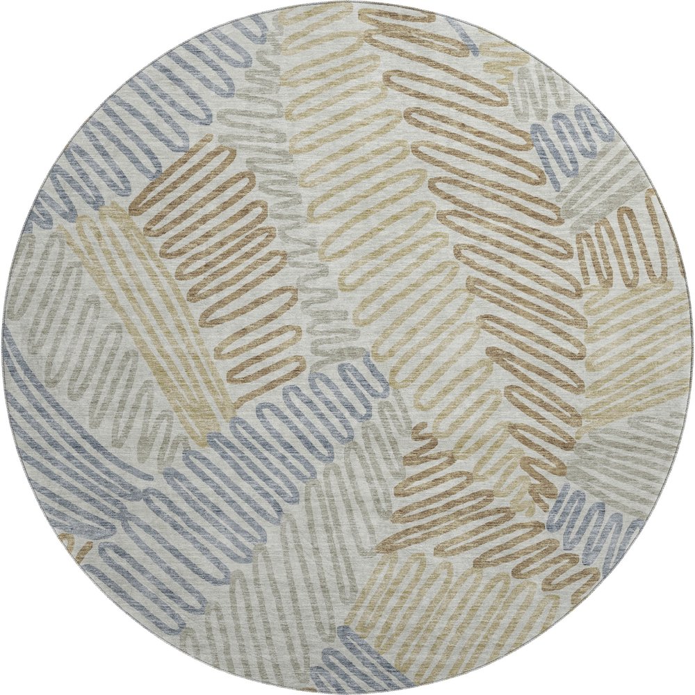 Premium Machine Washable Mayfield AMF904 Taupe 8' x 8' Round Rug. Picture 1