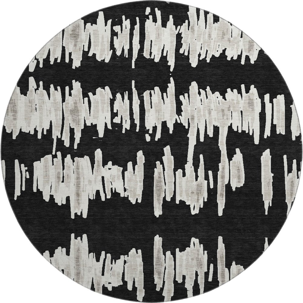 Premium Machine Washable Mayfield AMF905 Black 8' x 8' Round Rug. Picture 1