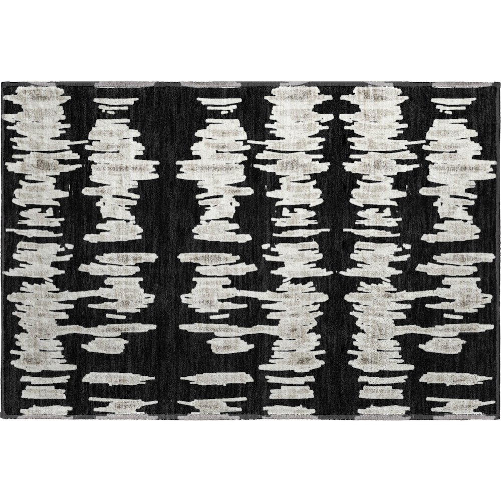 Premium Machine Washable Mayfield AMF905 Black 1'8" x 2'6" Rug. Picture 1