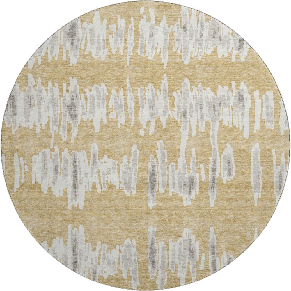 Premium Machine Washable Mayfield AMF905 Gold 8' x 8' Round Rug. Picture 1