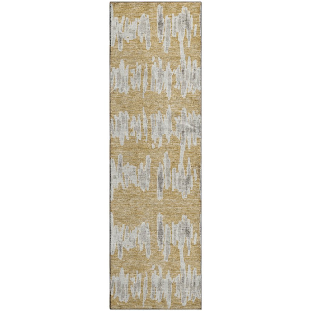 Premium Machine Washable Mayfield AMF905 Gold 2'3" x 7'6" Runner Rug. Picture 1