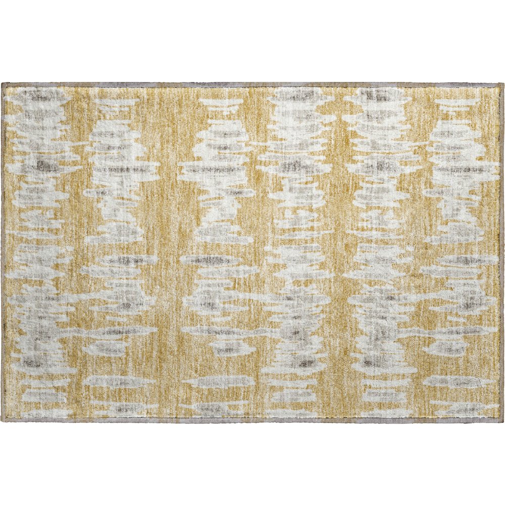 Premium Machine Washable Mayfield AMF905 Gold 1'8" x 2'6" Rug. Picture 1