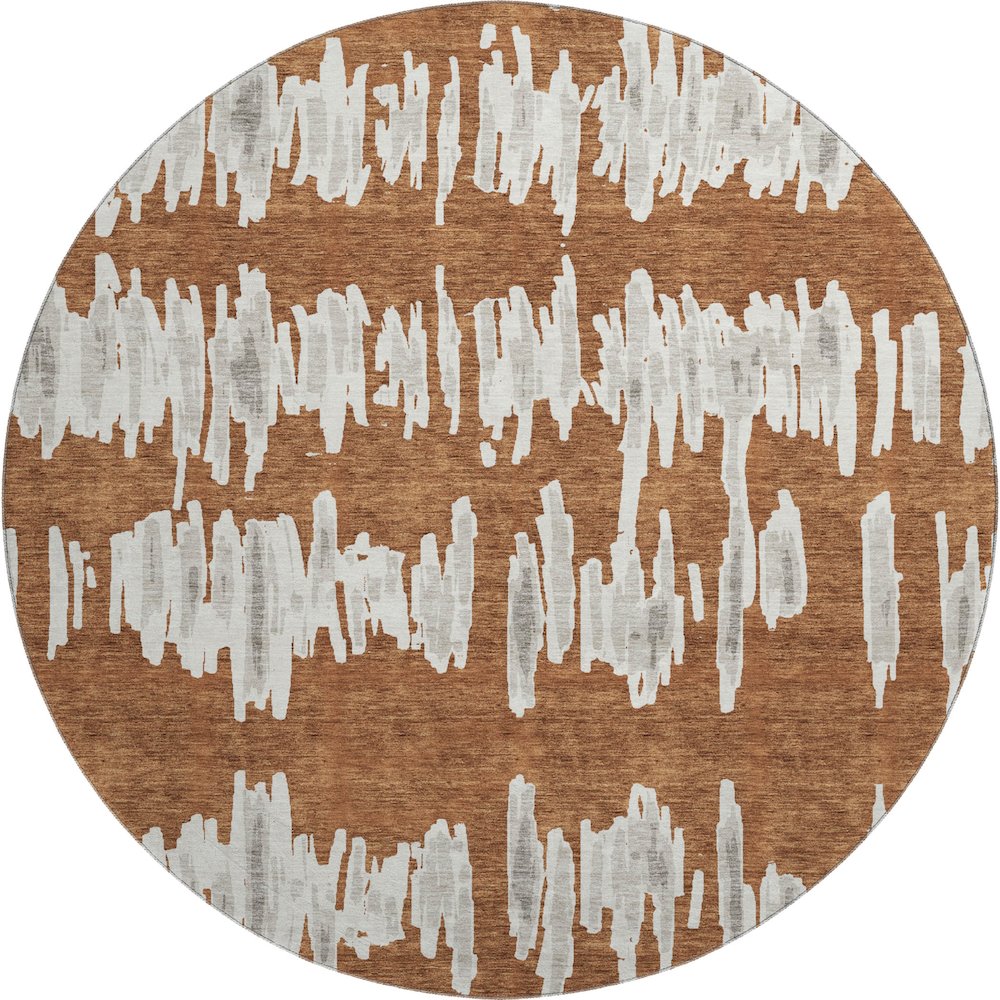 Premium Machine Washable Mayfield AMF905 Paprika 8' x 8' Round Rug. Picture 1