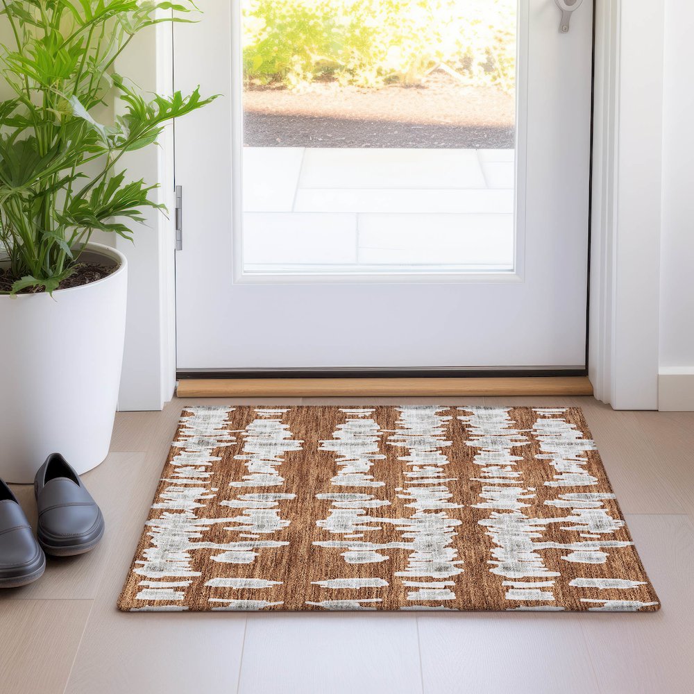 Premium Machine Washable Mayfield AMF905 Paprika 1'8" x 2'6" Rug. Picture 5