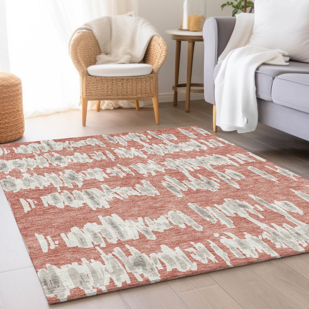 Premium Machine Washable Mayfield AMF905 Salmon 2'6" x 3'10" Rug. Picture 5