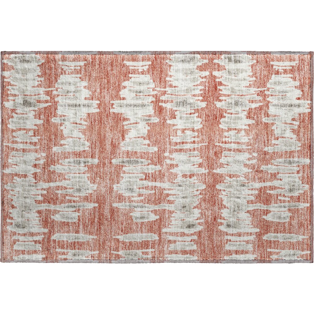 Premium Machine Washable Mayfield AMF905 Salmon 1'8" x 2'6" Rug. Picture 1